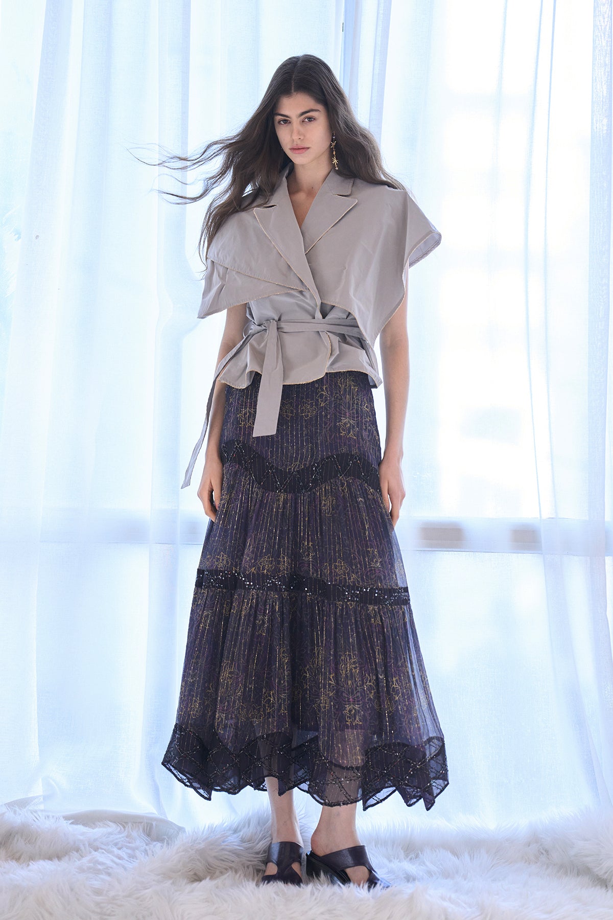 Asymmetric cape style crop jacket - fasfas