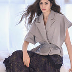 Asymmetric cape style crop jacket - fasfas