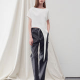 Asymmetric hem boat neck top - fasfas
