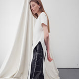 Asymmetric hem boat neck top - fasfas