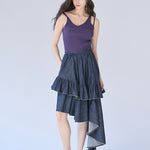 Asymmetric tiered denim skirt - fasfas