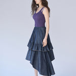Asymmetric tiered denim skirt - fasfas