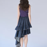 Asymmetric tiered denim skirt - fasfas