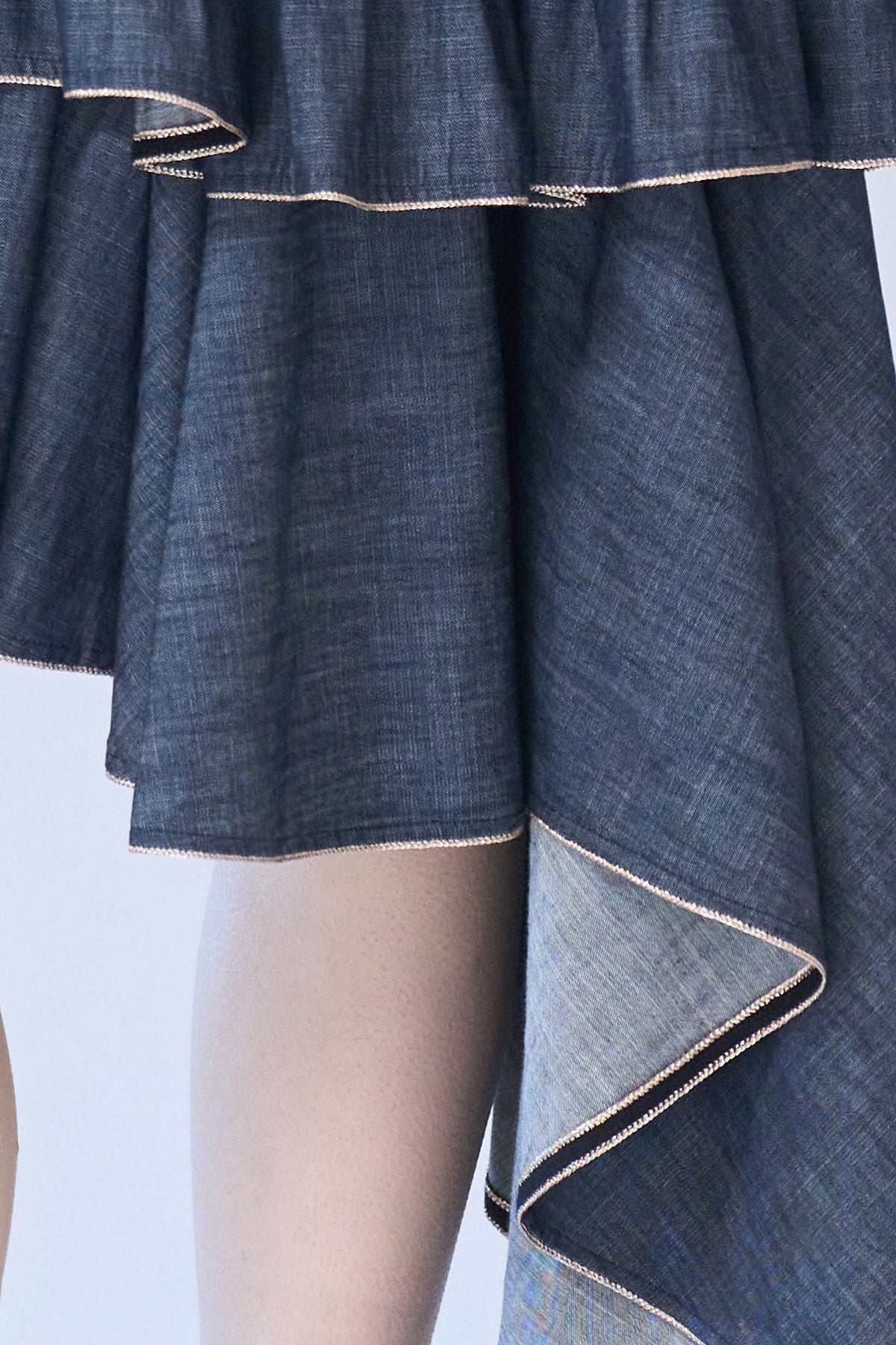 Asymmetric tiered denim skirt - fasfas