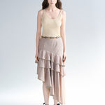 Asymmetric tiered mermaid skirt gold brown - fasfas