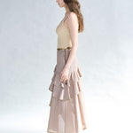 Asymmetric tiered mermaid skirt gold brown - fasfas