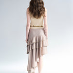Asymmetric tiered mermaid skirt gold brown - fasfas