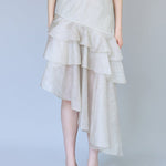 Asymmetric tiered mermaid skirt khaki - fasfas
