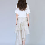 Asymmetric tiered mermaid skirt khaki - fasfas