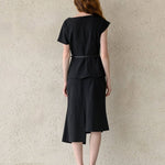 Asymmetric daped blouse top black - fasfas