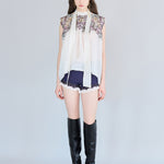 Banding frill detail silk shorts purple - fasfas