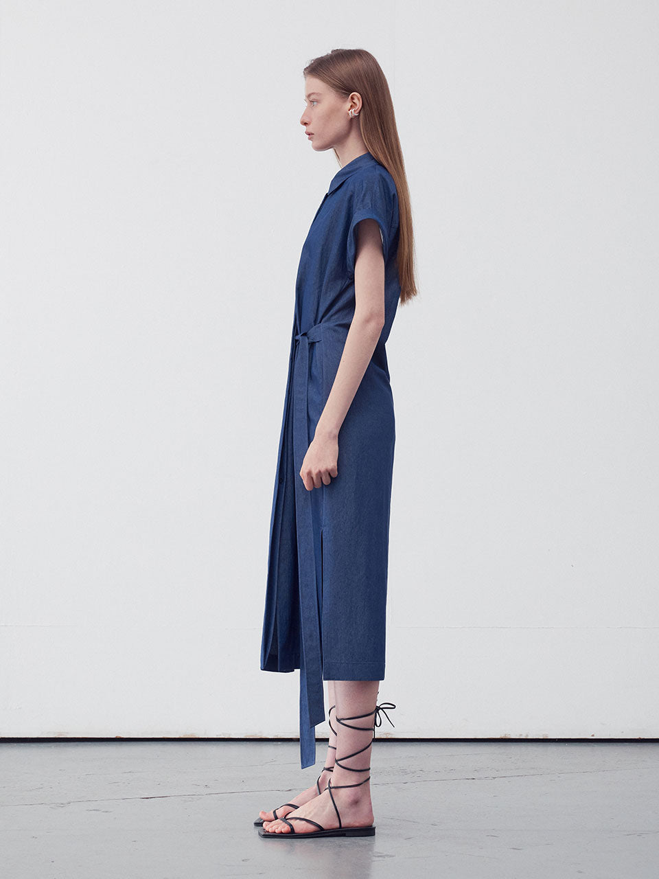 Belted midi shirt dress - fasfas
