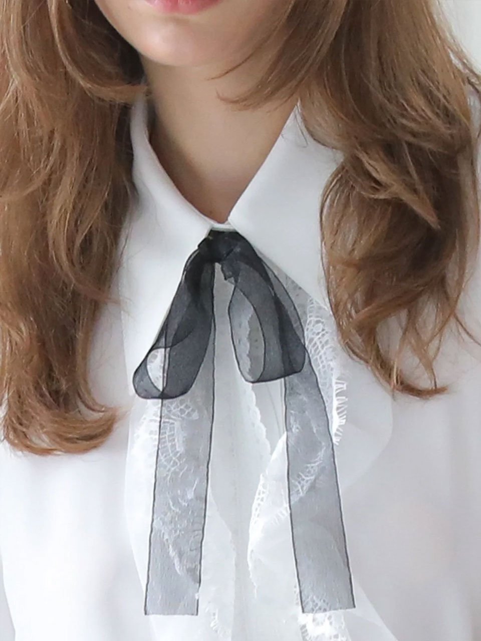 Organza ribbon lace blouse - fasfas