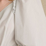 Ribbon puff sleeve a-line dress white & black - fasfas