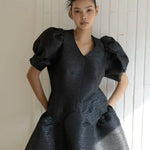 Jacquard v-neck long dress - fasfas