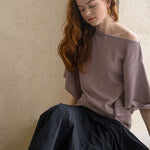 Boat neck daily knit glossy grape - fasfas