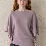Pull quotidien à col bateau, tricot brillant, couleur raisin
