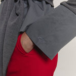 Bow belted jersey peplum blouse gray - fasfas