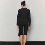 Bow belted peplum blouse black - fasfas