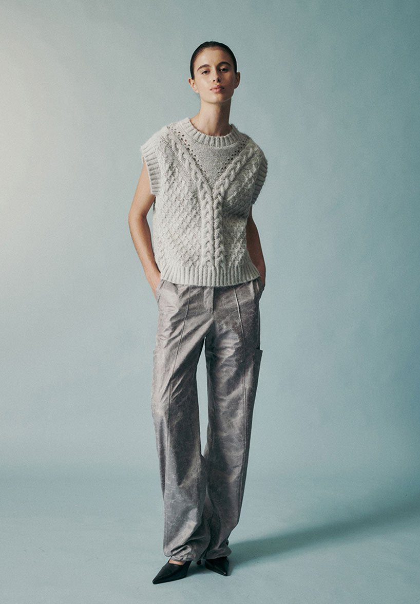 Cable-knit vest seasalt - fasfas