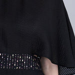 Cape style asymmetric black silk dress - fasfas