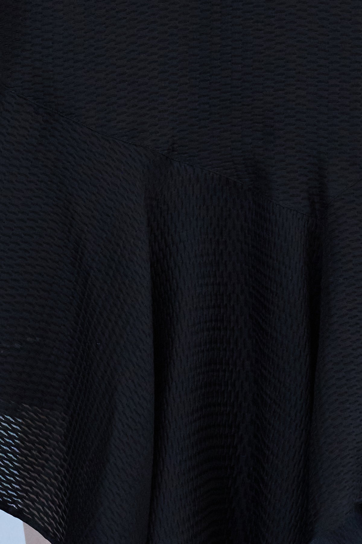 Cape style asymmetric black silk dress - fasfas