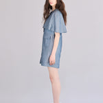 Cape style roll-up short jumpsuit - fasfas
