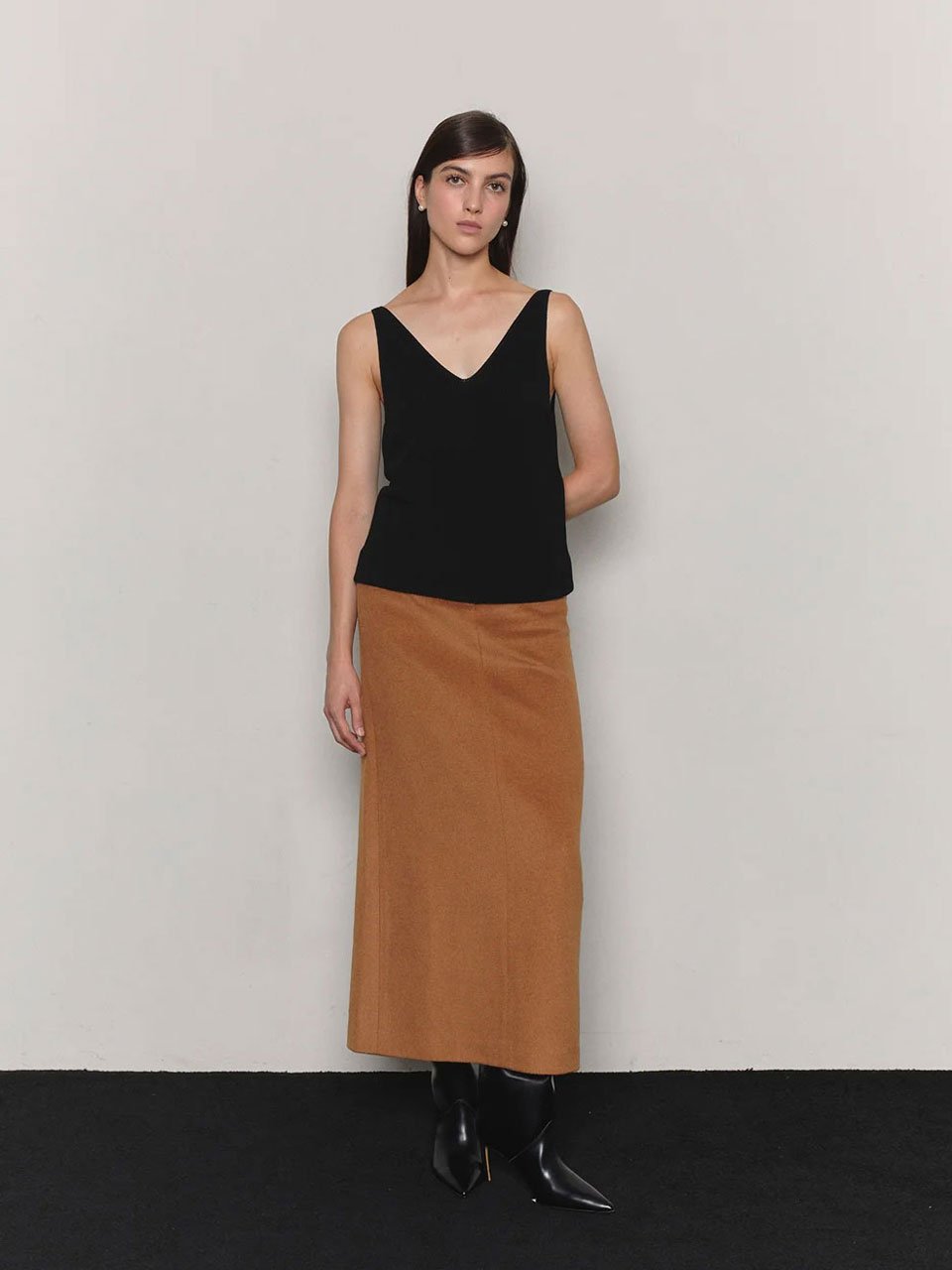 Cashmere maxi skirt camel - fasfas