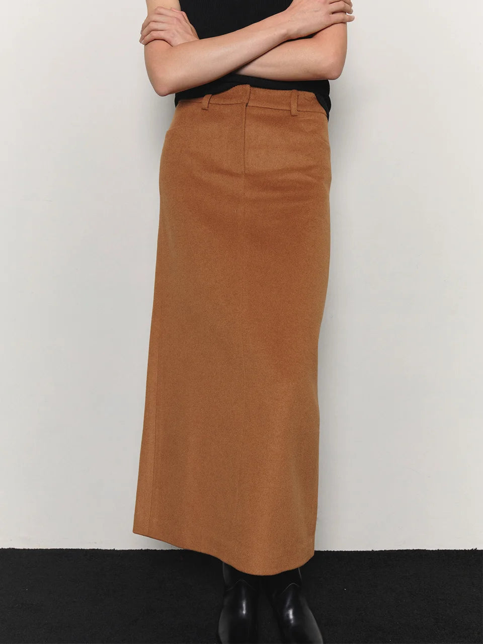 Cashmere maxi skirt camel - fasfas