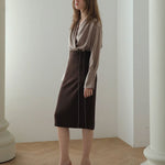 Chain trimming h-line skirt brown - fasfas