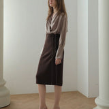 Chain trimming h-line skirt brown - fasfas