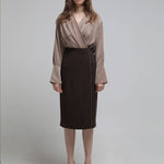 Chain trimming h-line skirt brown - fasfas