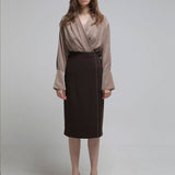 Chain trimming h-line skirt brown - fasfas