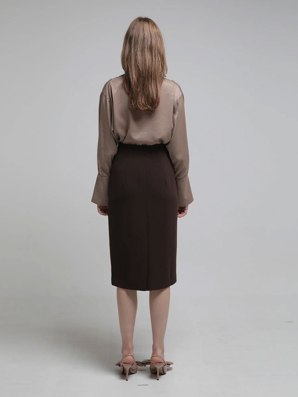 Chain trimming h-line skirt brown - fasfas