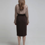 Chain trimming h-line skirt brown - fasfas