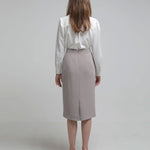 Chain trimming h-line skirt oatmeal - fasfas