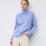 Cigtature turtle neck blue – cashmere 100% - fasfas