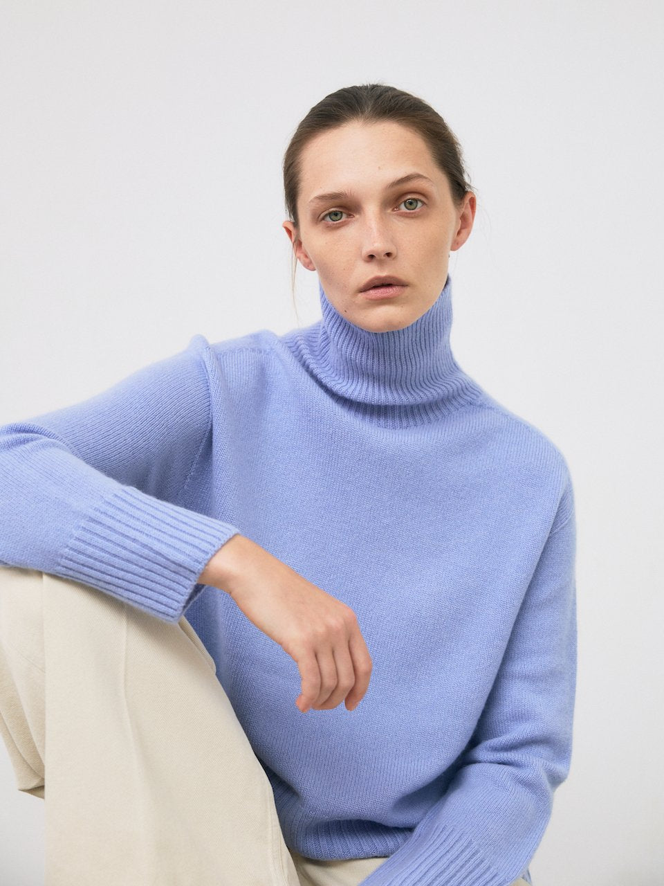Cigtature turtle neck blue – cashmere 100% - fasfas