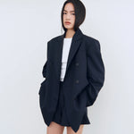 Classic tailored double breasted jacket navy - fasfas