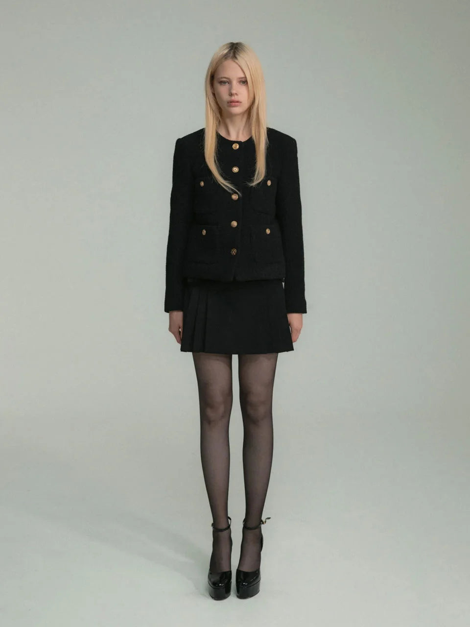 Classic tweed jacket with unique buttons(custom made) - fasfas