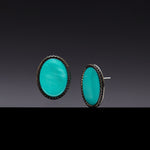 Cobalt turquoise mother of pearl earring(clip-on earrings) - fasfas