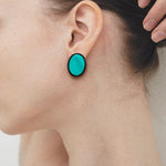 Cobalt turquoise mother of pearl earring(clip-on earrings) - fasfas