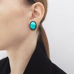Cobalt turquoise mother of pearl earring(clip-on earrings) - fasfas
