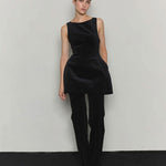 Corduroy flared tailored pants black - fasfas