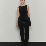 Corduroy flared tailored pants black - fasfas