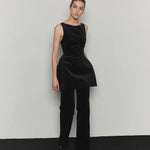 Corduroy flared tailored pants black - fasfas