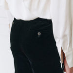 Corduroy flared tailored pants black - fasfas
