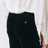 Corduroy flared tailored pants black - fasfas