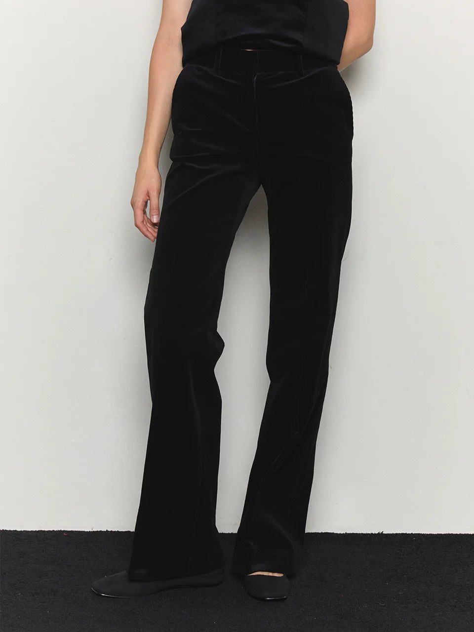 Corduroy flared tailored pants black - fasfas