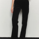 Corduroy flared tailored pants black - fasfas